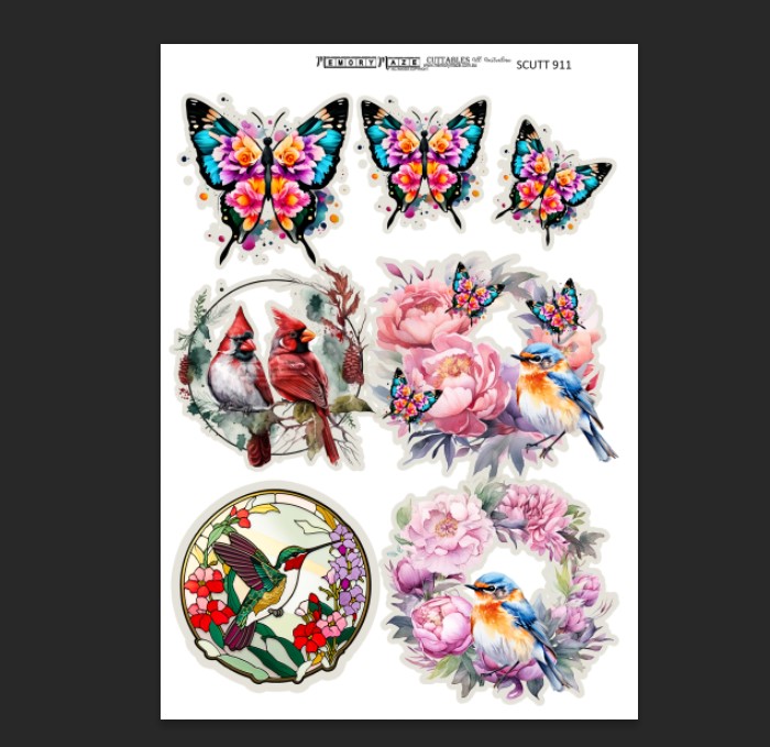 SCUTT 911 butterflies birds,min buy 5